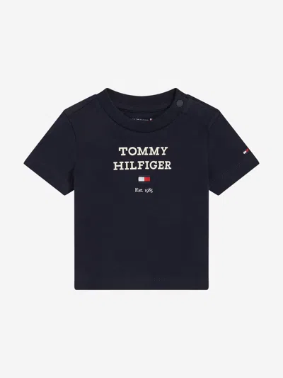 Shop Tommy Hilfiger Baby Logo T-shirt In Blue