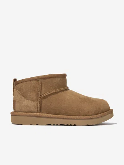 Ugg Kids Classic Ultra Mini Twinface Sheepskin Booties In Brown