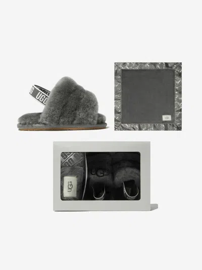 Shop Ugg Baby Fluff Yeah Slides And Blanket Gift Set Eu 16 Uk 0 - 3 Months Grey