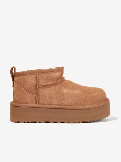 Ugg Brown Classic Ultra Mini Platform Boots In Brown
