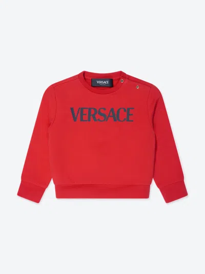 Shop Versace Baby Logo Print Sweatshirt In Red