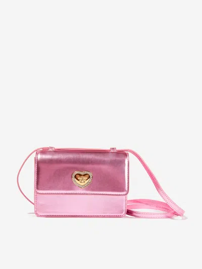 Shop Versace Girls Medusa Heart Shoulder Bag In Pink