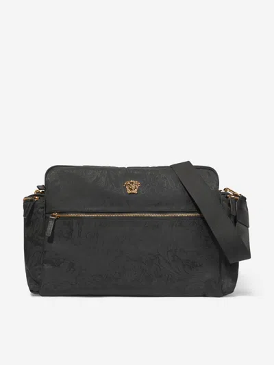 Shop Versace Baby Barocco Logo Changing Bag In Black