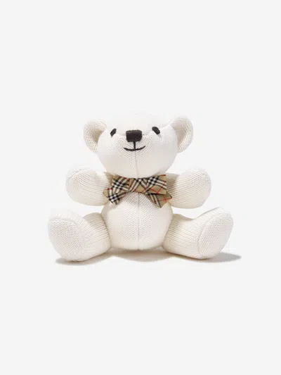 Shop Burberry Baby Bear Rattle In Ivory