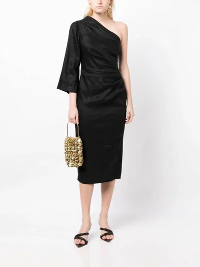 Veronica Beard Patsy One Shoulder Neckline Dress In Black In Black