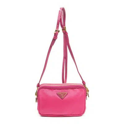 Shop Prada Mini Double Zip Camera Bag In Pink