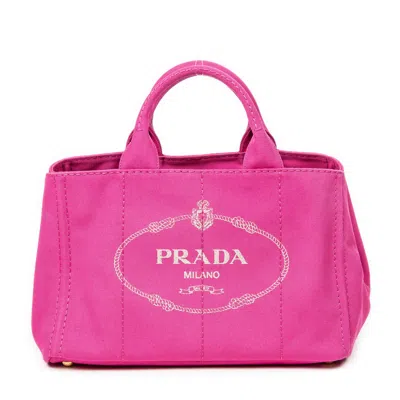 Shop Prada Medium Canapa Tote In Pink