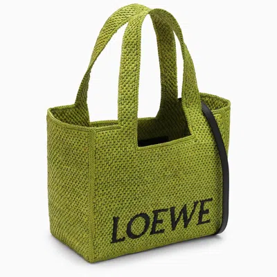 Shop Loewe Font Medium Meadow Green Raffia Bag
