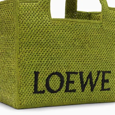 Shop Loewe Font Medium Meadow Green Raffia Bag