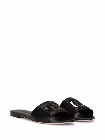 Shop Dolce & Gabbana Dg Millennials Slide Sandals With Logo In Black