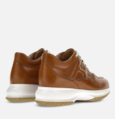 Shop Hogan Sneakers In Leather Brown
