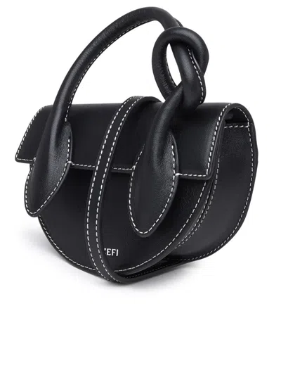 Shop Yuzefi Black Leather Mini Pretzel Bag