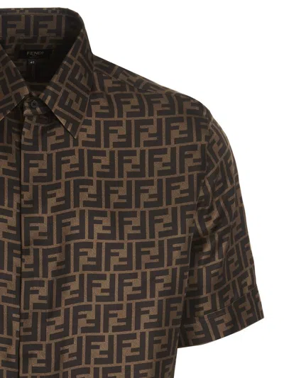 Shop Fendi ‘ff' Bowling Shirt In Brown