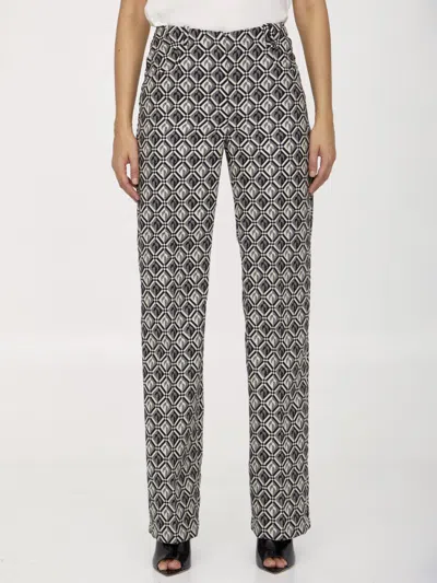 Marine Serre Moon Diamant-print Tailored Trousers In Black