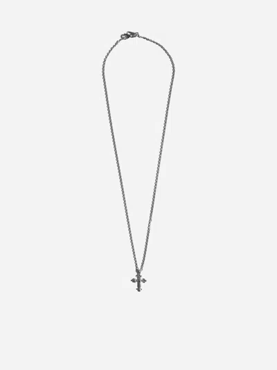 Shop Emanuele Bicocchi Romantic Rock Cross Pendant Necklace In Silver