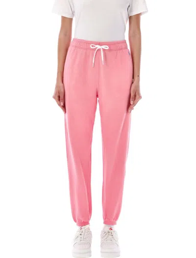 Shop Polo Ralph Lauren Jogging Washed Fleece Pants In Ribbon Pink