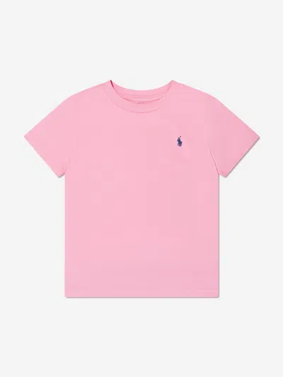 Shop Ralph Lauren Boys Logo T-shirt In Pink