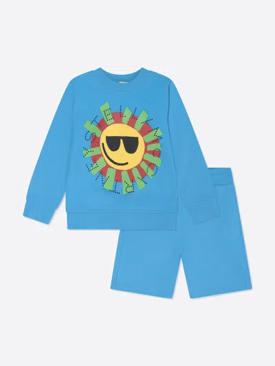 Shop Stella Mccartney Boys Sunshine Shorts Set In Blue