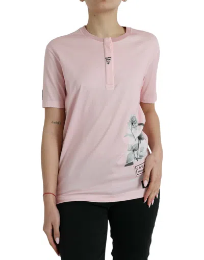 Dolce & Gabbana Chic Pink Floral Cotton Tee In Pink