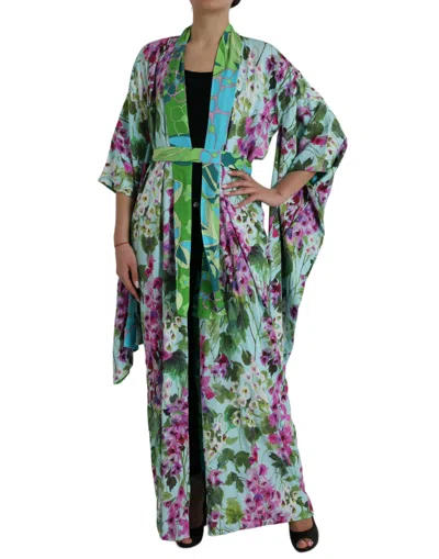 Shop Dolce & Gabbana Elegant Floral Silk Bathrobe Jacket In Multicolor