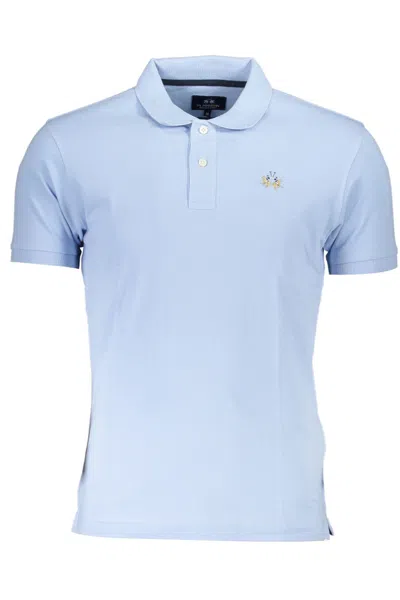 Shop La Martina Sleek Slim-fit Light Blue Polo Shirt