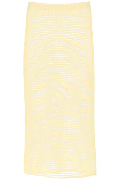 Shop Paloma Wool Knitted Midi Skirt With Perfor In Giallo