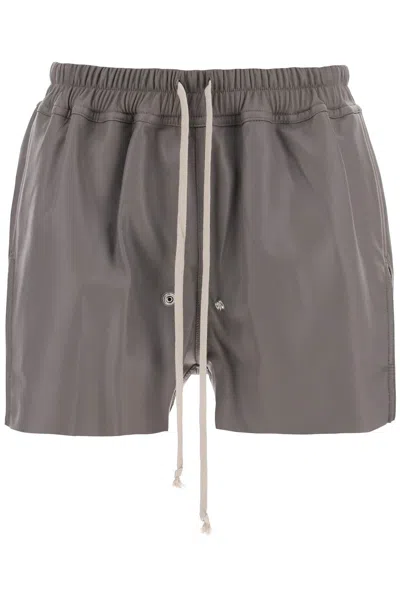 Shop Rick Owens Gabe Leather Shorts For Men In Grigio