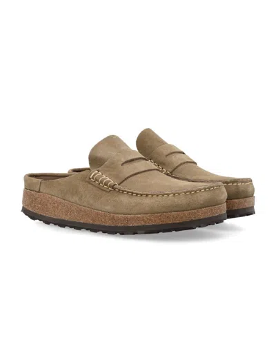 Shop Birkenstock Leather Naples Mules In Taupe