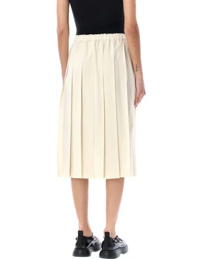 Shop Comme Des Garçons Pleated Midi Skirt In Off White