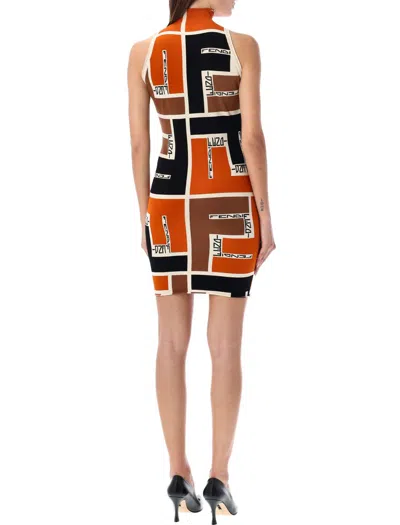 Shop Fendi Viscose Mini Dress In Multi