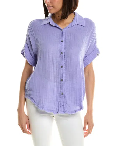 Shop Michael Stars Bailey Button-down Shirt In Purple