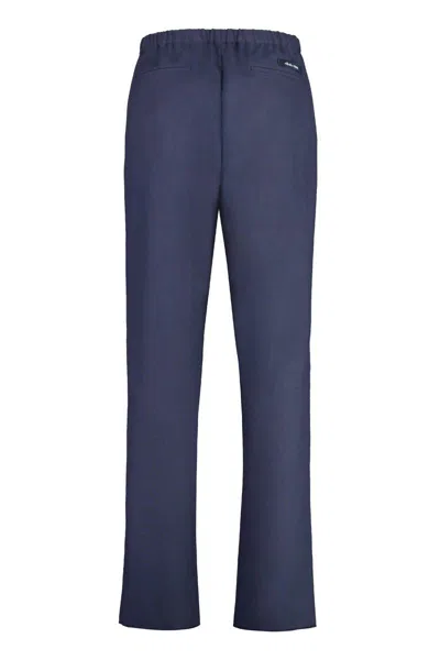 Shop Fendi Virgin Wool Trousers In Blue