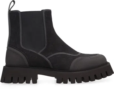 Shop Gucci Gg Fabric Ankle Boots In Black