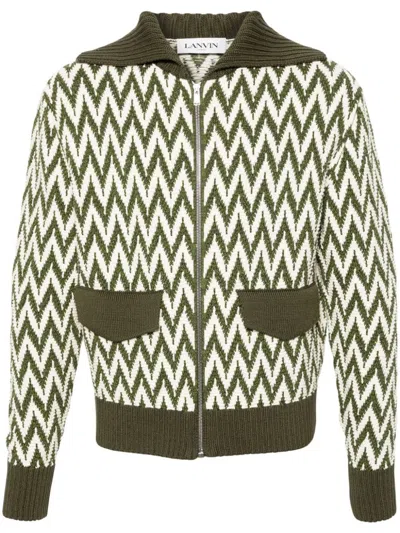 Shop Lanvin Sweaters In Khaki/white