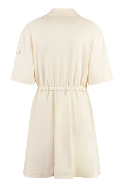 Shop Moncler Cotton Mini-dress In Ivory