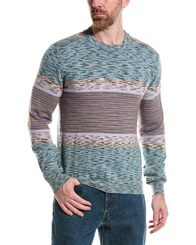 Shop M Missoni Wool Crewneck Sweater In Blue