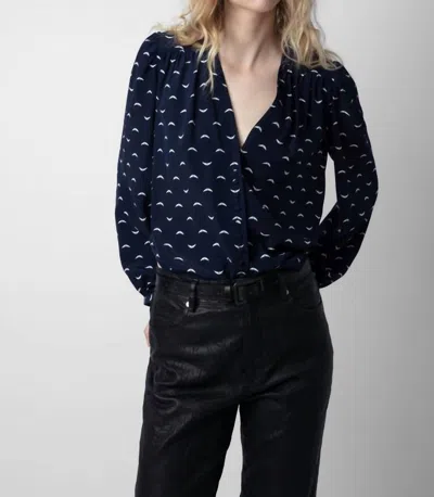 Shop Zadig & Voltaire Polka Wings Blouse In Marine In Blue