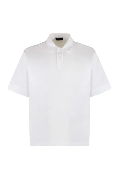 Shop Roberto Collina Short Sleeve Cotton Polo Shirt In White
