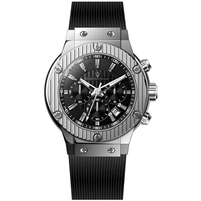 Shop Christian Van Sant Men's Monarchy Black Dial Watch In Silver