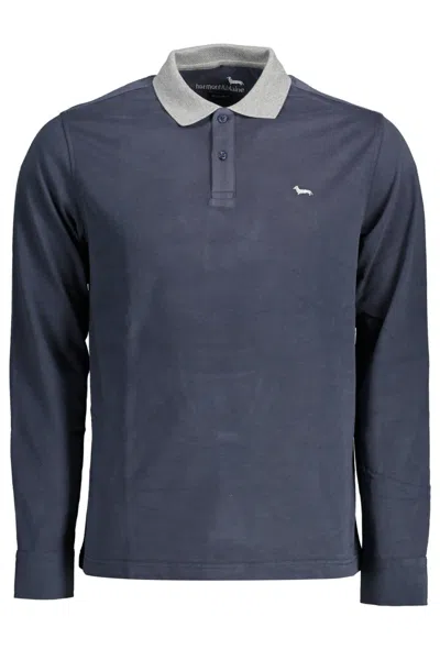 Harmont & Blaine Blue Cotton Men Polo Shirt In Blue