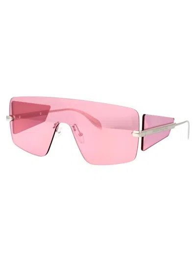 Shop Alexander Mcqueen Sunglasses In 004 Silver Silver Pink