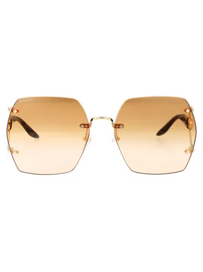 Shop Gucci Sunglasses In 003 Gold Havana Orange