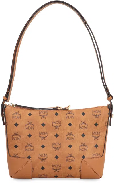 Shop Mcm Vegan Leather Shoulder Bag In Saddle Brown