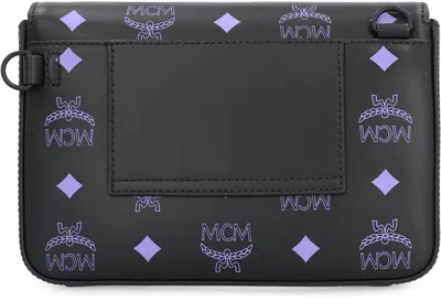 Shop Mcm Viktor Faux Leather Shoulder Bag In Black