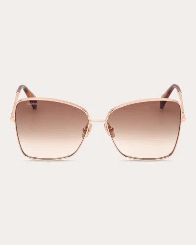 Shop Max Mara Women's Rose Goldtone Menton 1 Butterfly Sunglasses In Brown
