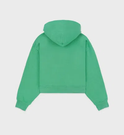 Shop Sporty And Rich Cropped Hoodie In Verde/white