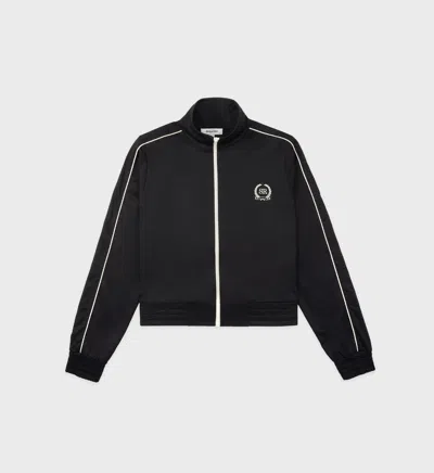 Shop Sporty And Rich Golf Embroidered Track Jacket In Black/cream