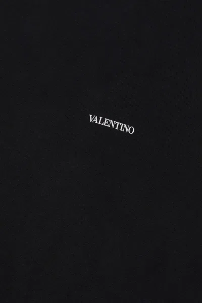 Shop Valentino Logo Cotton Crewneck Sweatshirt In Black