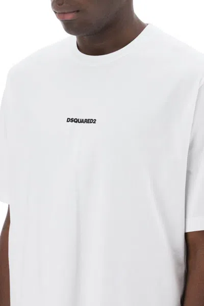 Shop Dsquared2 Slouch Fit T-shirt With Logo Print In Bianco
