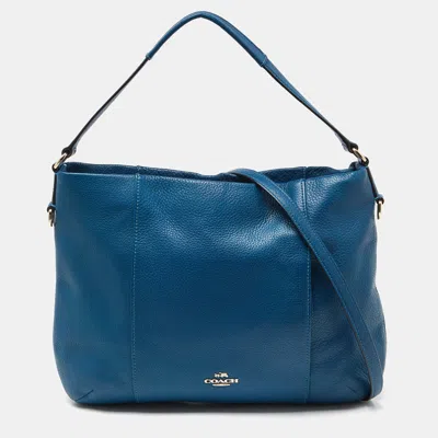 Shop Coach Leather Isabelle East West Hobo In Blue